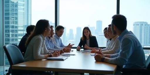 Workplace coaching session in a modern Tokyo office
